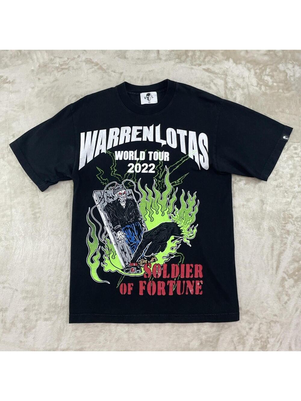 Warren Lotas Soldier Of Fortune Black Tshirt World Tour 2022 Skeleton Tee Mens S